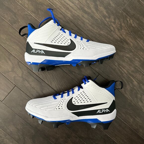 Nike Alpha White & Blue Men's 10 Football Cleats NWOT - Picture 5 of 10